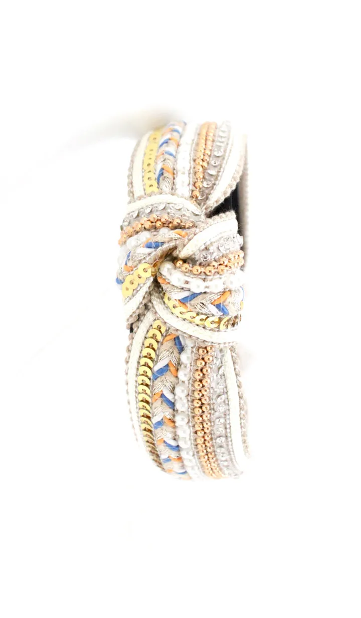 Knotted Embellished Headband | Ivory