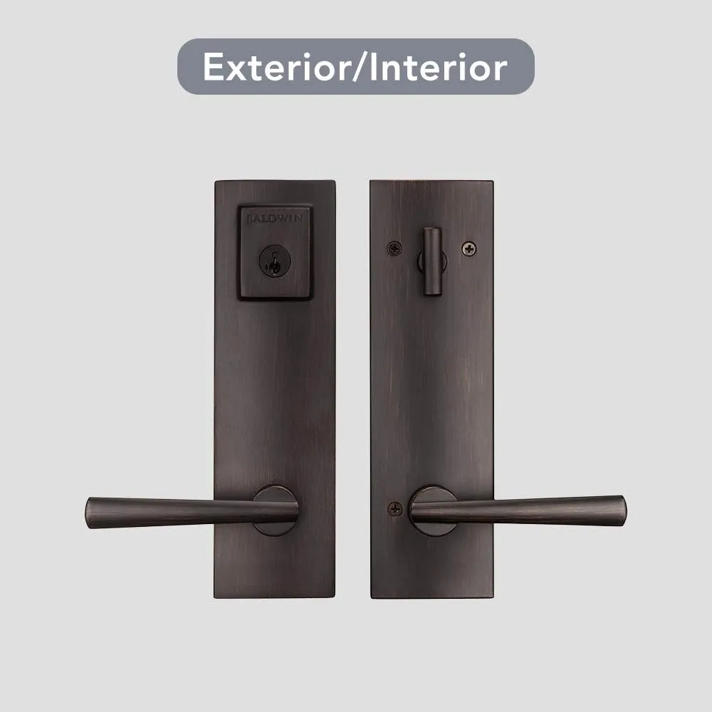Kwikset Baldwin Spyglass , Front Entry Handleset with Interior Lever, Featuring SmartKey Deadbolt Re-Key Technology and Microban Protection, in Venetian Bronze, Full Escutcheon