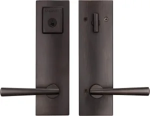Kwikset Baldwin Spyglass , Front Entry Handleset with Interior Lever, Featuring SmartKey Deadbolt Re-Key Technology and Microban Protection, in Venetian Bronze, Full Escutcheon