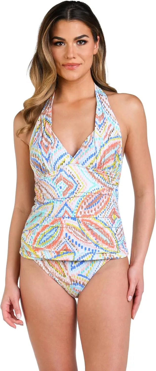 La Blanca Women's Rouched Front Halter Tankini Swimsuit Top