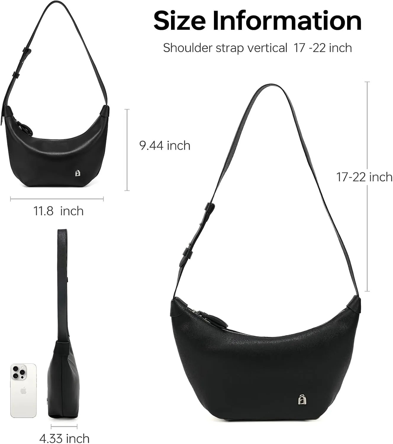 LA FESTIN Crescent Shoulder Bag for Women Cute Hobo Tote Handbag Leather Purse with Adjustable Strap for Travel