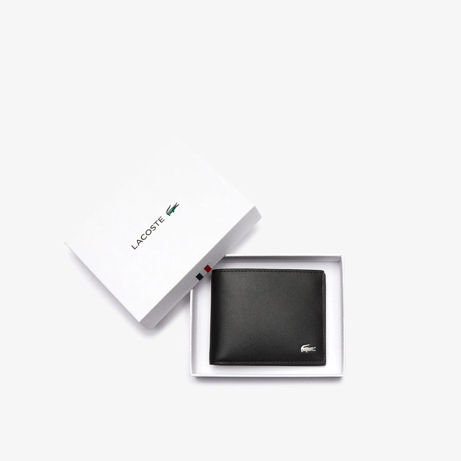 Lacoste Men's Fitzgerald Small Billfold Wallet, Black, One Size