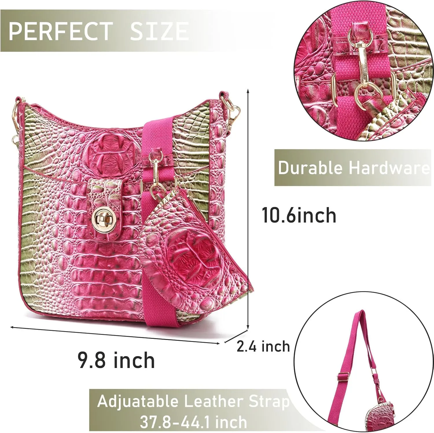 Ladies Tote Leather Bags for Women Crocodile Pattern HandBag Large Capacity Shoulder Purse