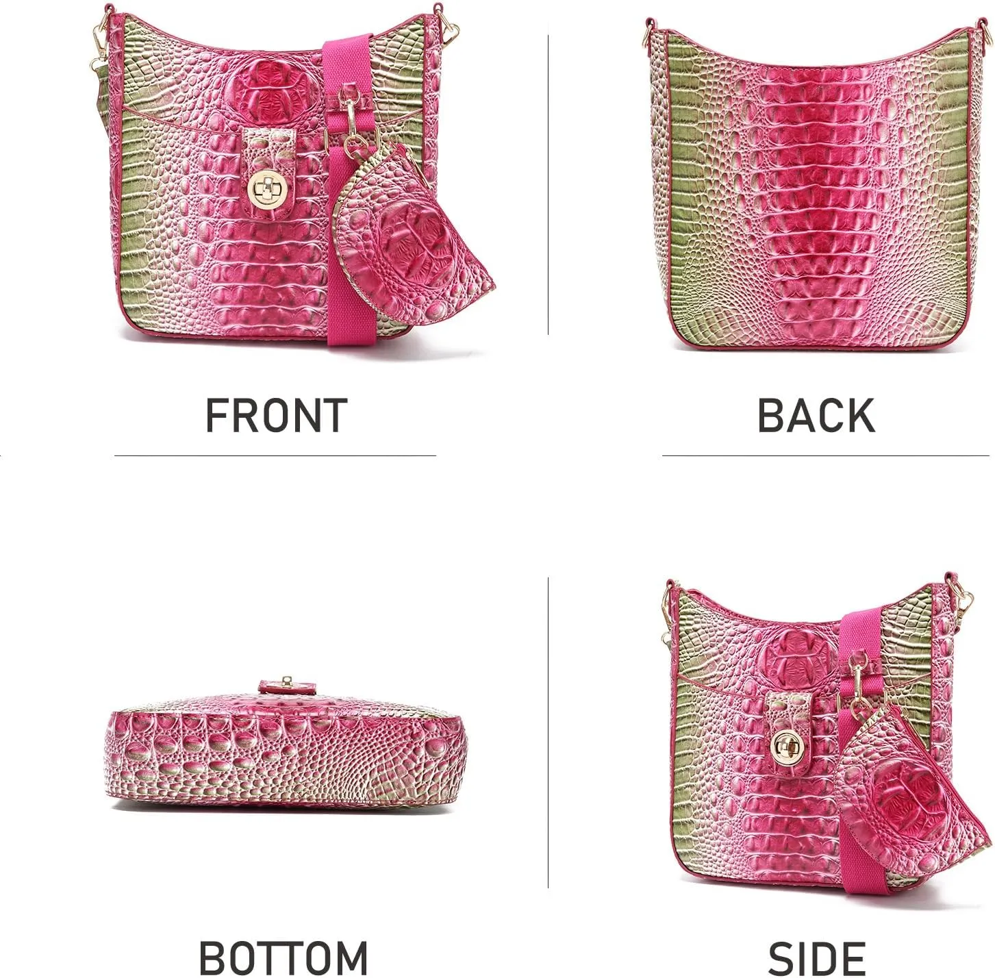 Ladies Tote Leather Bags for Women Crocodile Pattern HandBag Large Capacity Shoulder Purse