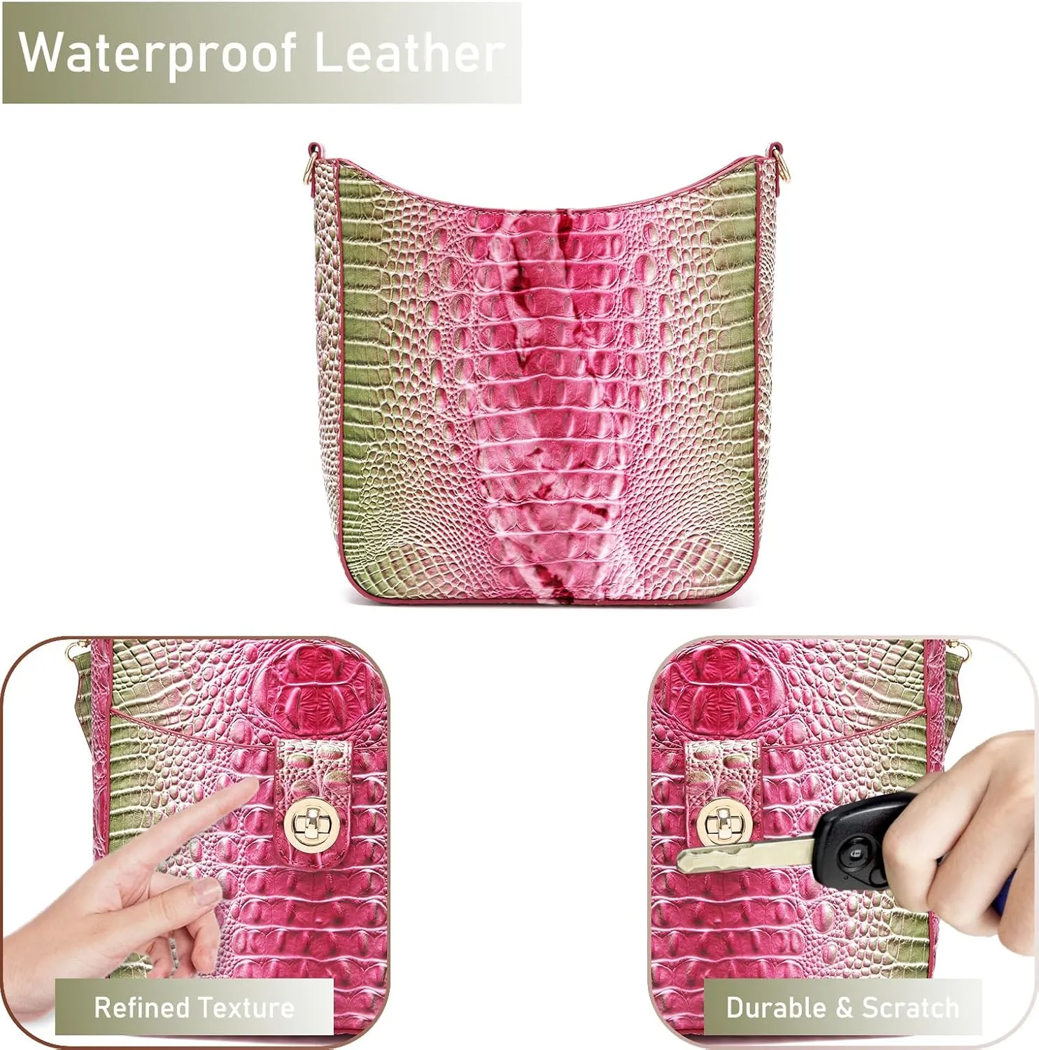 Ladies Tote Leather Bags for Women Crocodile Pattern HandBag Large Capacity Shoulder Purse