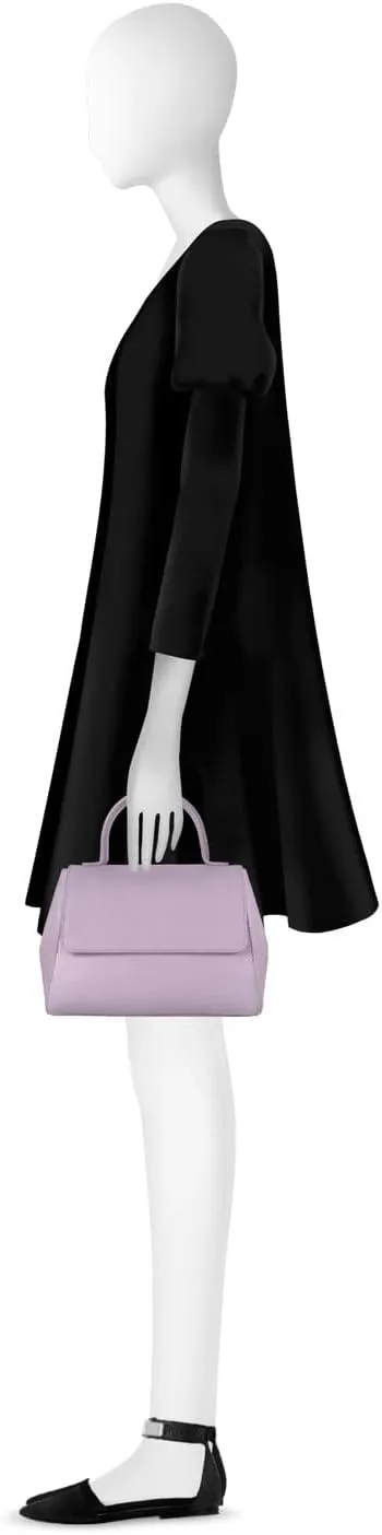 Ladyfinger Top Handle Handbag with Crossbody Strap, 9.4 x 7.1 x 4.7 inches, Genuine Embossed Leather