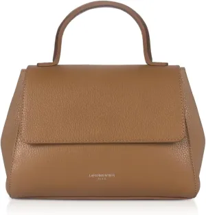 Ladyfinger Top Handle Handbag with Crossbody Strap, 9.4 x 7.1 x 4.7 inches, Genuine Embossed Leather