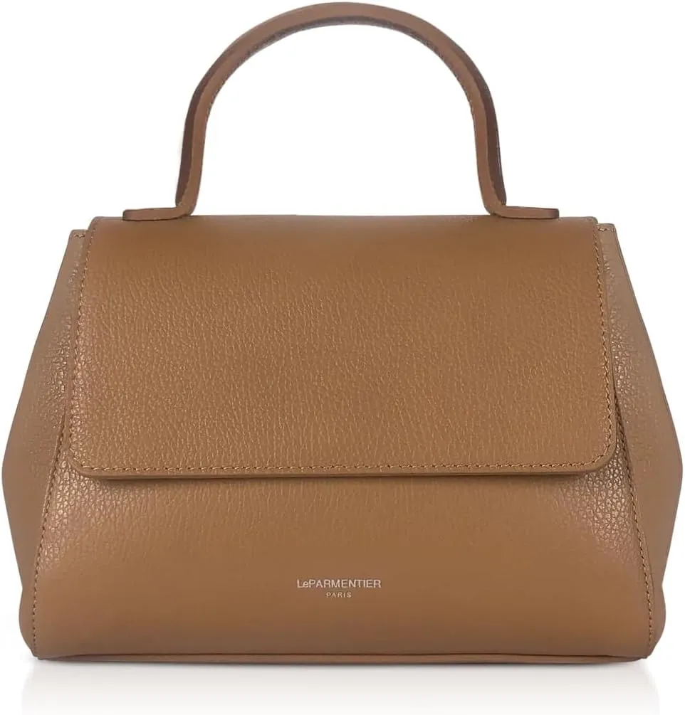 Ladyfinger Top Handle Handbag with Crossbody Strap, 9.4 x 7.1 x 4.7 inches, Genuine Embossed Leather