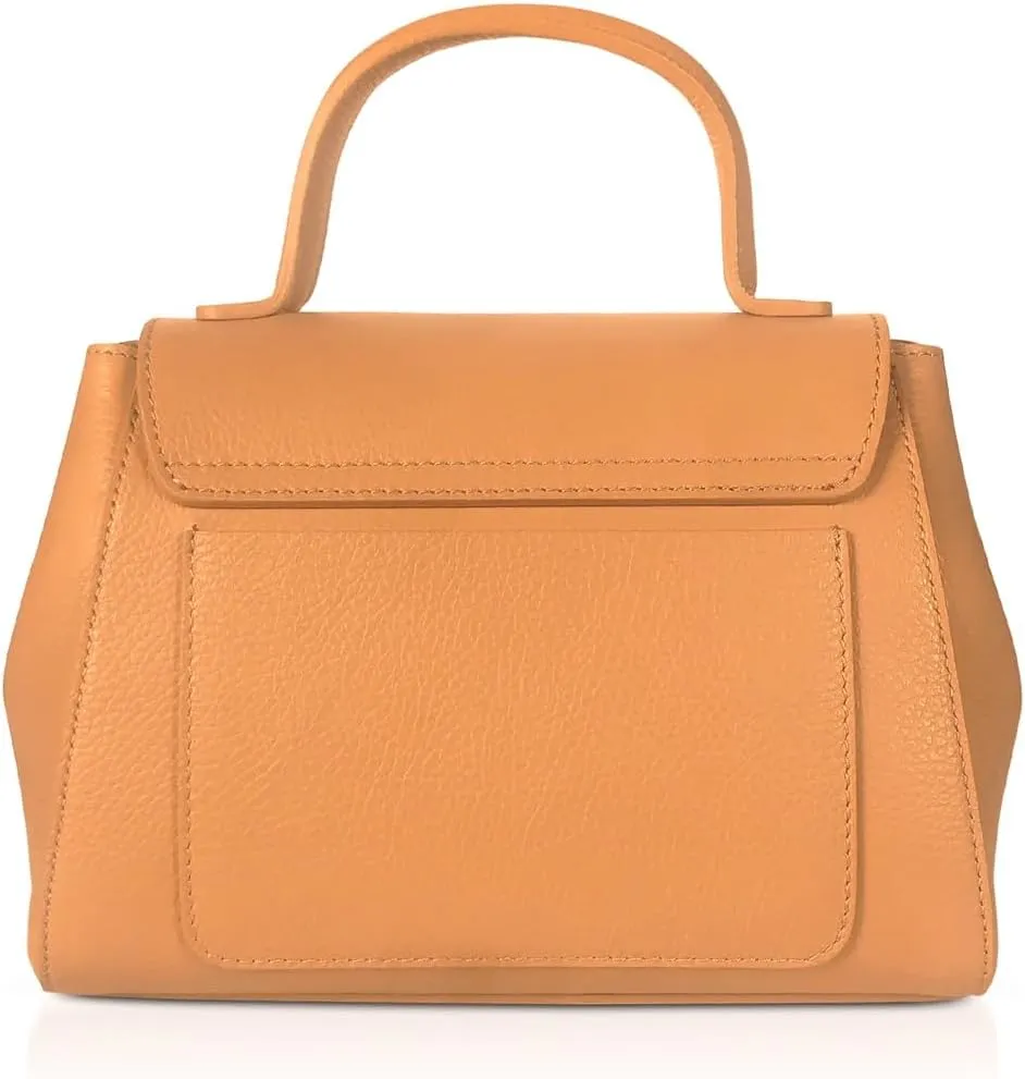 Ladyfinger Top Handle Handbag with Crossbody Strap, 9.4 x 7.1 x 4.7 inches, Genuine Embossed Leather