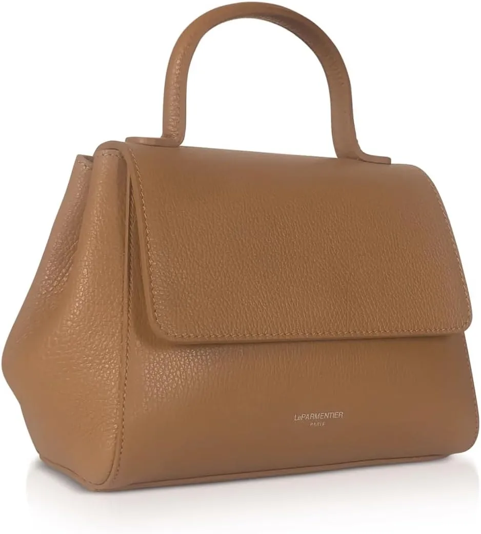 Ladyfinger Top Handle Handbag with Crossbody Strap, 9.4 x 7.1 x 4.7 inches, Genuine Embossed Leather