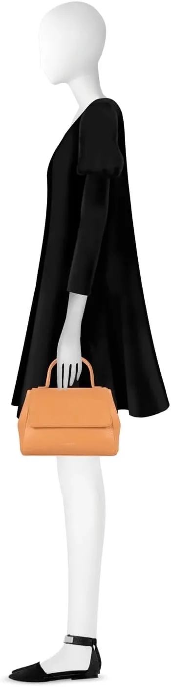 Ladyfinger Top Handle Handbag with Crossbody Strap, 9.4 x 7.1 x 4.7 inches, Genuine Embossed Leather