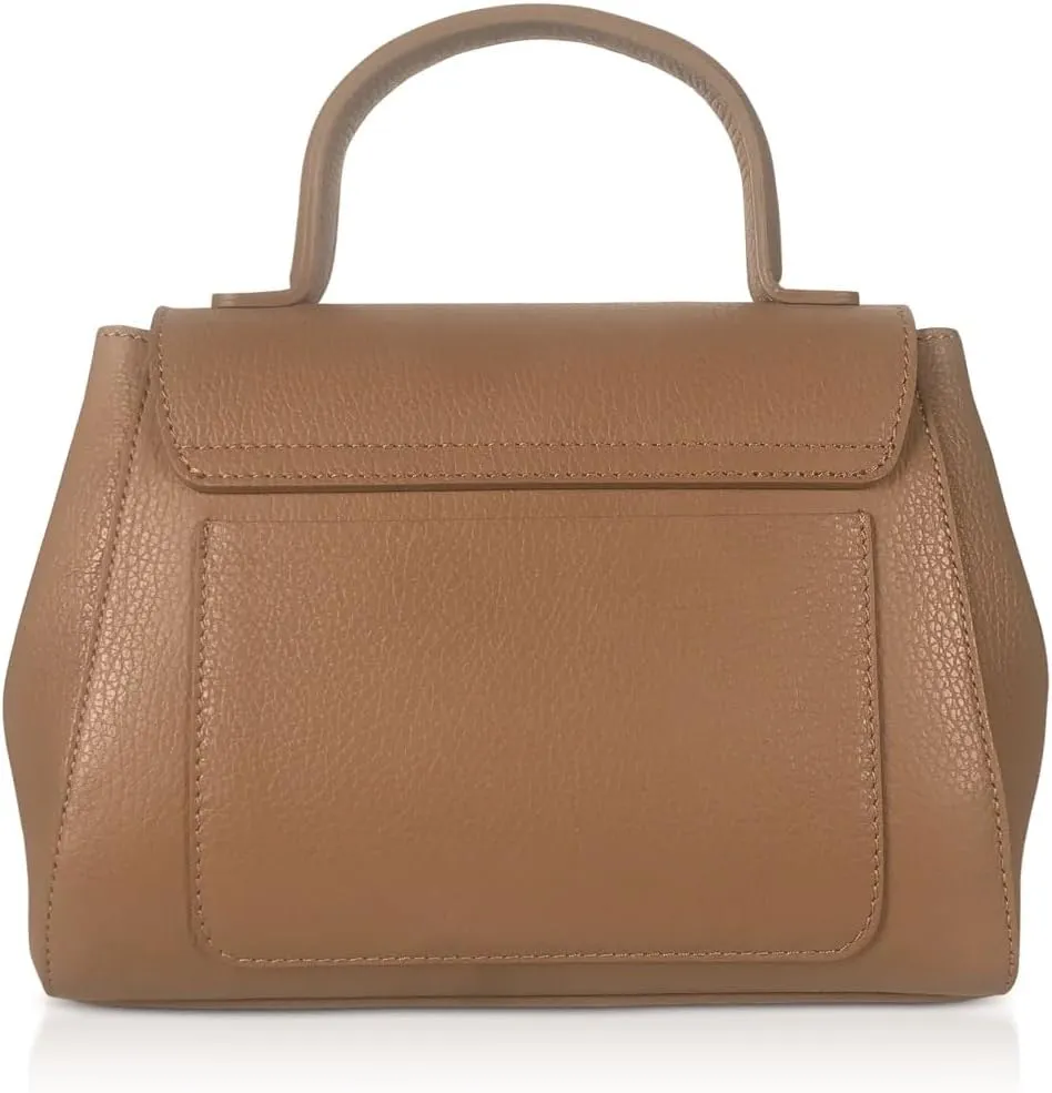 Ladyfinger Top Handle Handbag with Crossbody Strap, 9.4 x 7.1 x 4.7 inches, Genuine Embossed Leather
