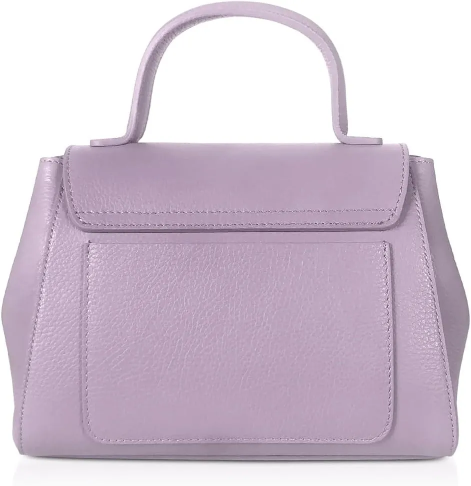 Ladyfinger Top Handle Handbag with Crossbody Strap, 9.4 x 7.1 x 4.7 inches, Genuine Embossed Leather