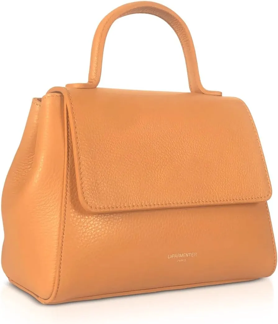 Ladyfinger Top Handle Handbag with Crossbody Strap, 9.4 x 7.1 x 4.7 inches, Genuine Embossed Leather