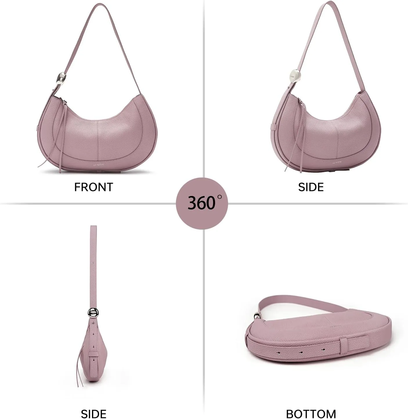 LAFESTIN Shoulder Bag for Women with Adjustable Strap Split Leather Crescent Crossbody Bags, Designer Trendy Satchel Purses