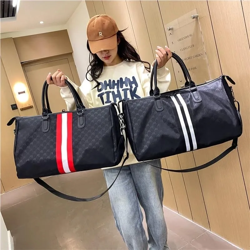 Large Size Travel Bag Design Luxury Duffle Tote Bags For Women And Men 2025 new In PVC Printing Letter Modification Handbags(Black)