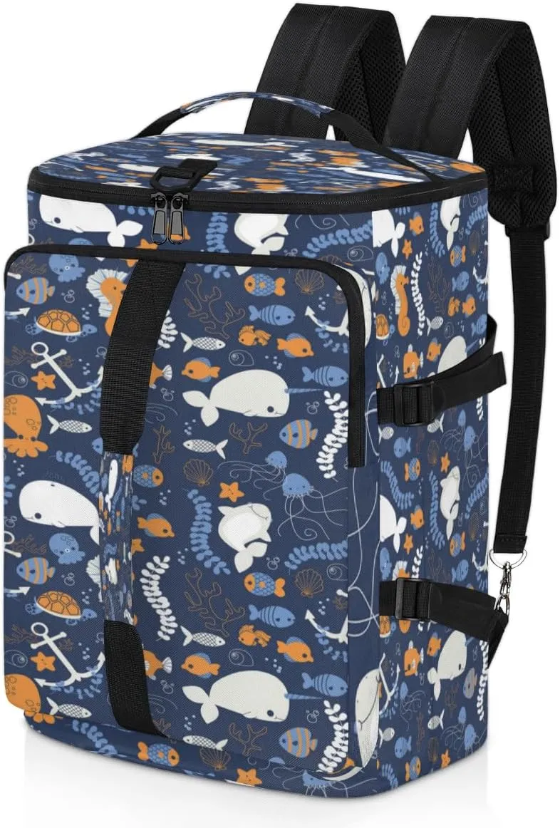 Large Sports Gym Bag With Shoe & Laptop Compartment 47L Waterproof Travel Duffel Bags for Men Women Dolphin Starfish Coral Luggage Backpack Duffle Bag