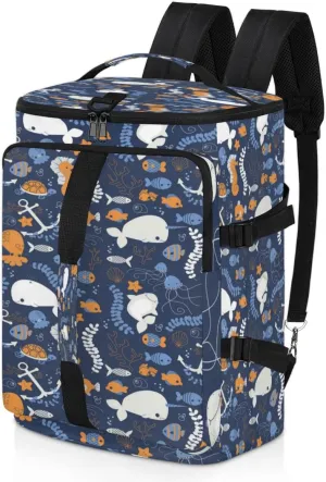 Large Sports Gym Bag With Shoe & Laptop Compartment 47L Waterproof Travel Duffel Bags for Men Women Dolphin Starfish Coral Luggage Backpack Duffle Bag