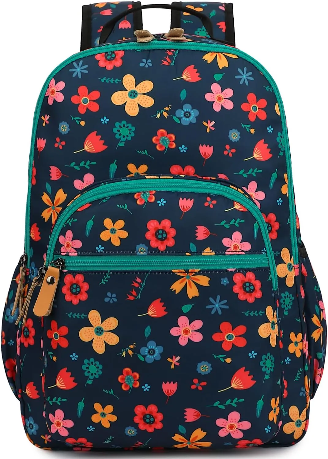 Leaper Fashion Floral Printing Laptop Backpack for Women Water-resistant College Backpack for Girls Kids Bookbags Travel Bag Casual Bag Satchel Dark Blue