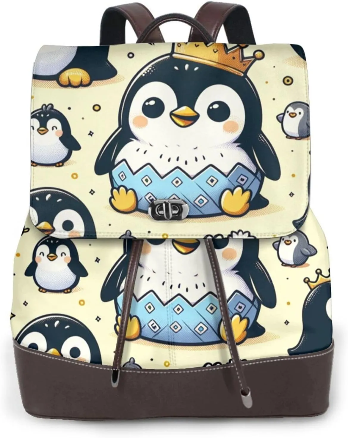 Leather Backpack Purse For Women Fuuny-Emperor-Penguin Fashionable Multi-Functional Large Capacity Backpack For Daily Use, Travel, And Business