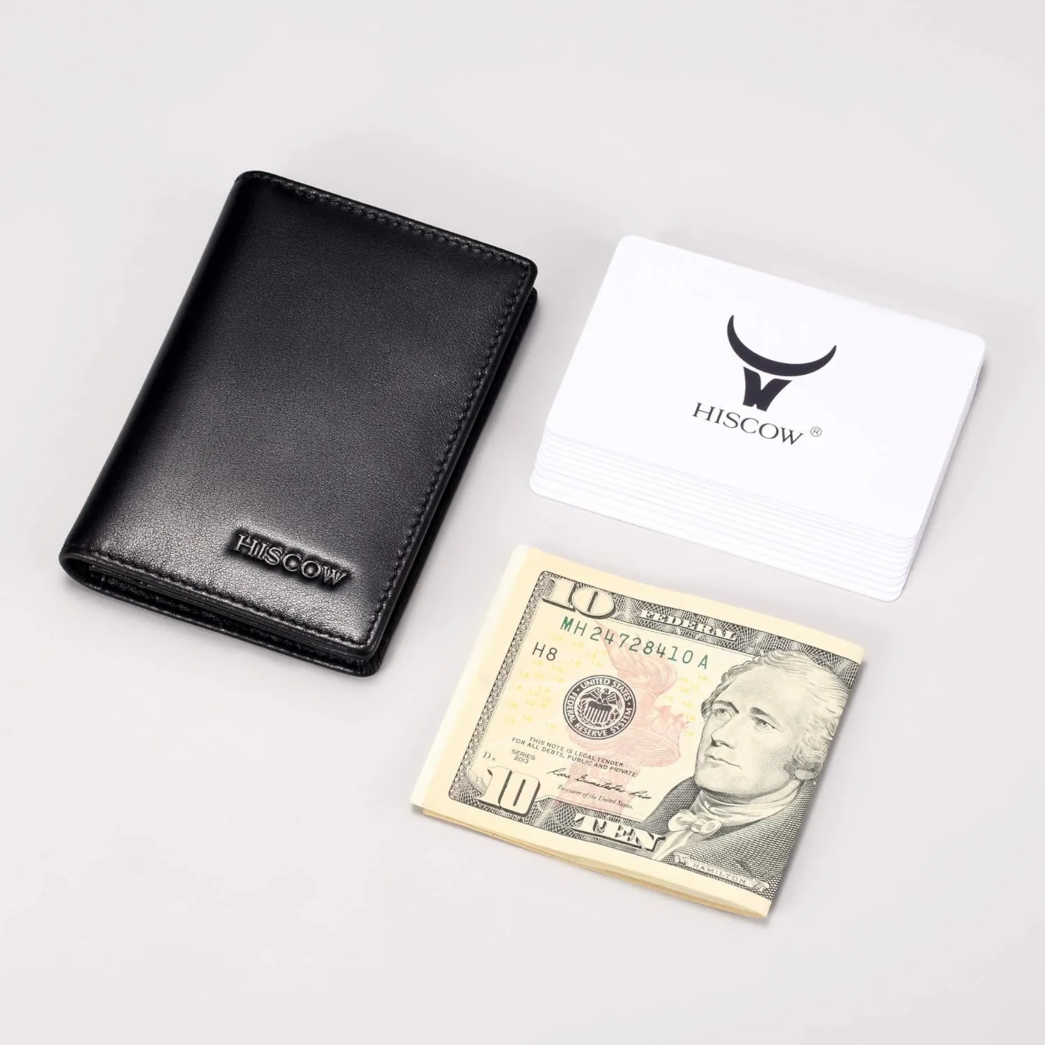 Leather Business Card Case Holder for Men & Women, Italian Calfskin