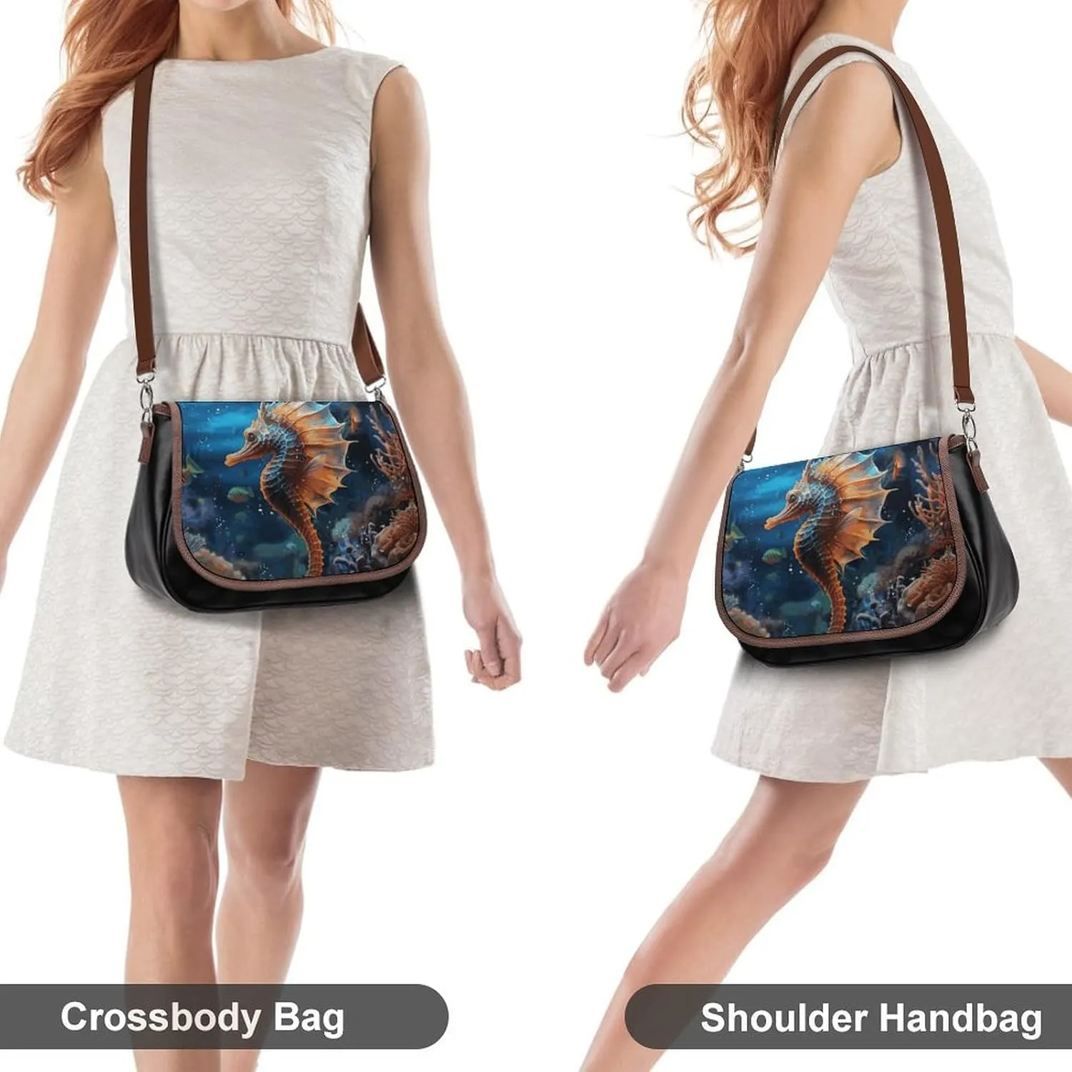 Leather Crossbody Bag for Women Siamese Cat Art Detachable Strap Handbags Travel Purse Shoulder Bags for Daily Use