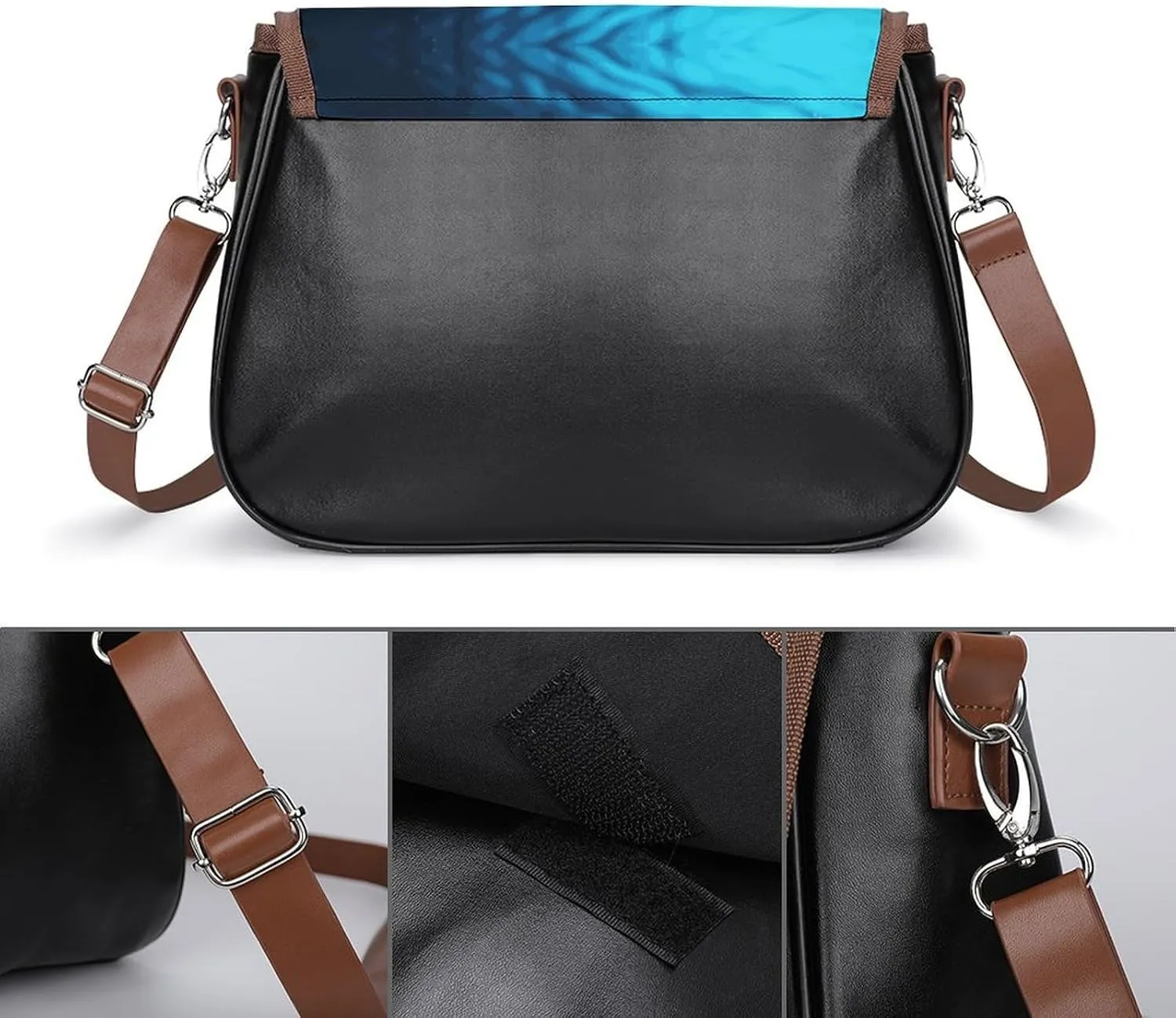 Leather Crossbody Bag for Women Siamese Cat Art Detachable Strap Handbags Travel Purse Shoulder Bags for Daily Use
