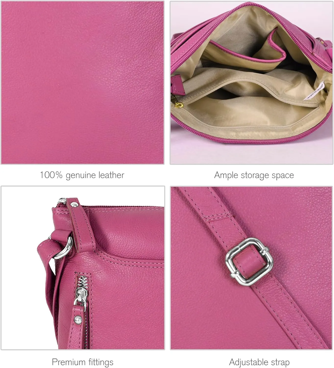Leather Crossbody Bags for Women - Ladies Sling Handbags - Medium Cross body Purses Handbags - Purses For Women