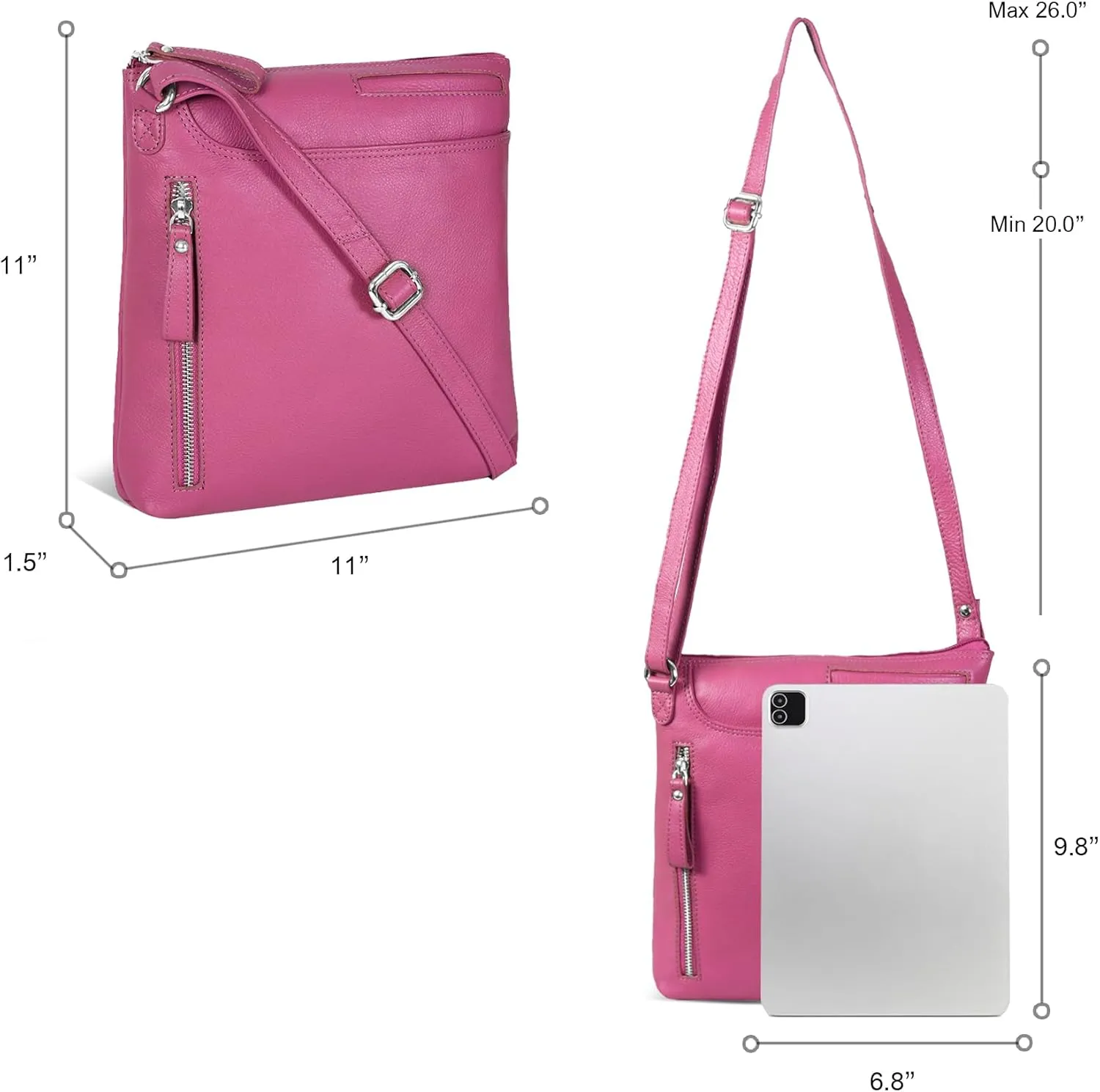 Leather Crossbody Bags for Women - Ladies Sling Handbags - Medium Cross body Purses Handbags - Purses For Women