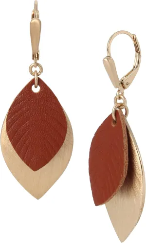 Leather Leaf Drop Earrings