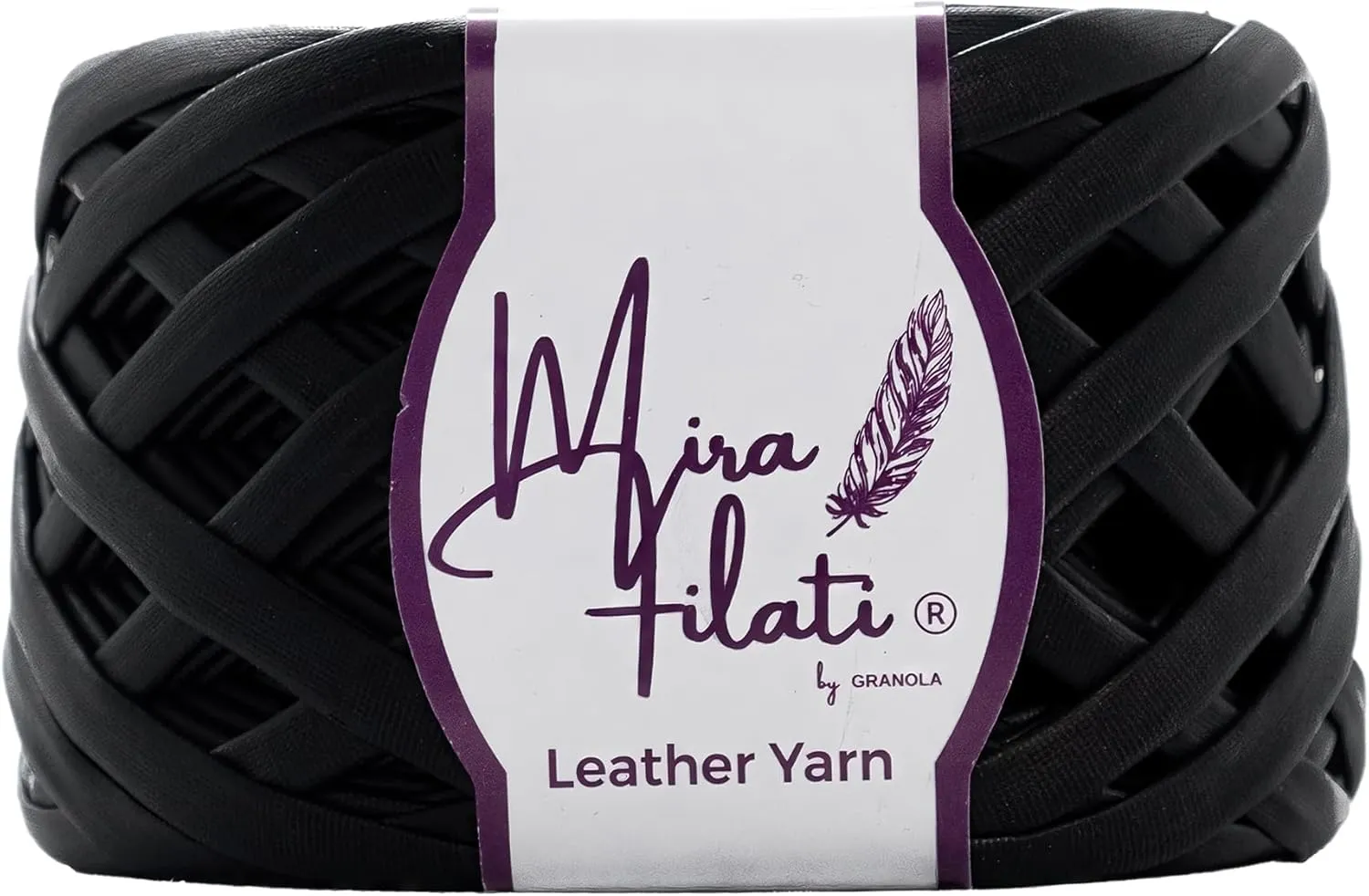 Leather Look Matte Yarn for Knitting, Crocheting, Felting Yarn, Leather Yarn for Handbags, Purses, Scarves, Belts and More (LYM32 Black)