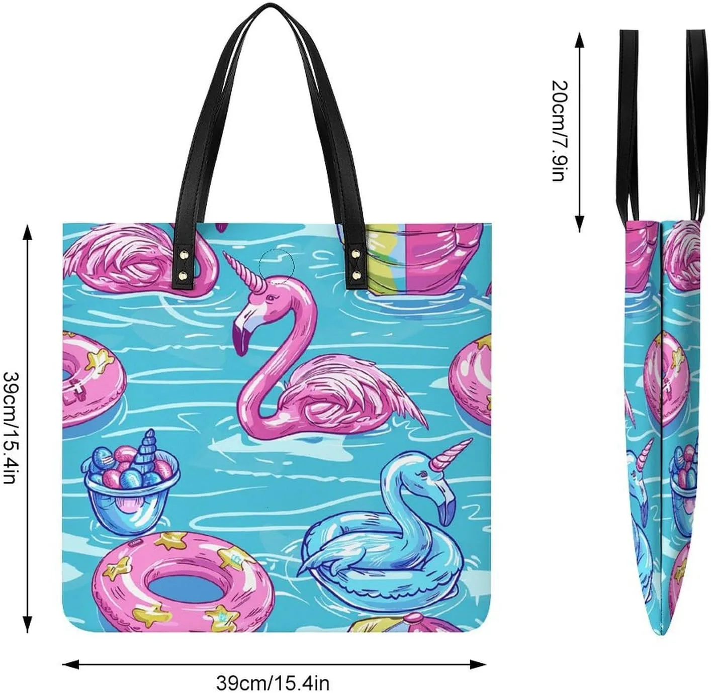 Leather Tote Bags for Women Lake And TreesHandbag Makeup Bag Casual Bag with Magnetic Buckle