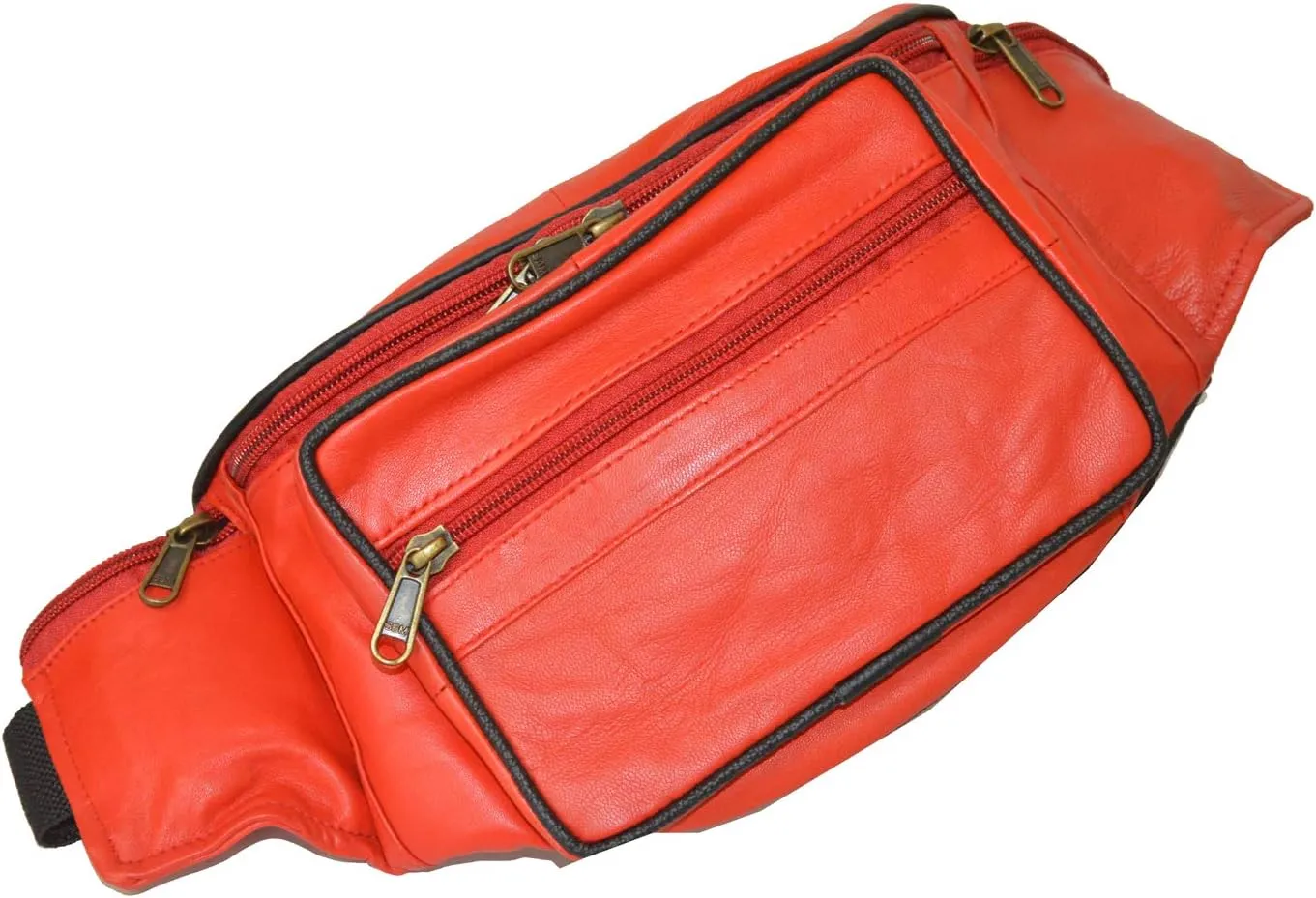 Leatherboss Genuine Leather Fanny Pack Pouch Waist Belt Bag for travel for men women, Red