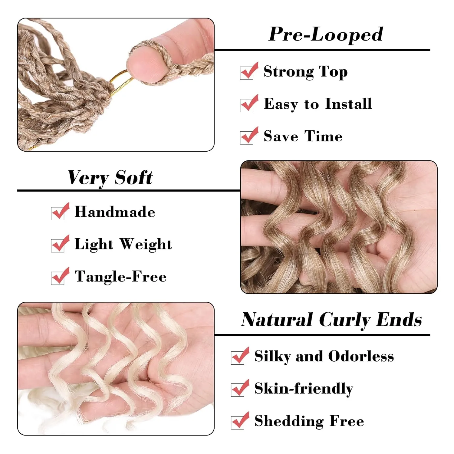 Leeven 10 Inch Gogo Curl Crochet Hair 8 Packs Pre Looped Water Wave Crochet Hair Ombre Blonde Ocean Wave Goddess Box Braids Deep Twist Synthetic Braiding Hair for Women