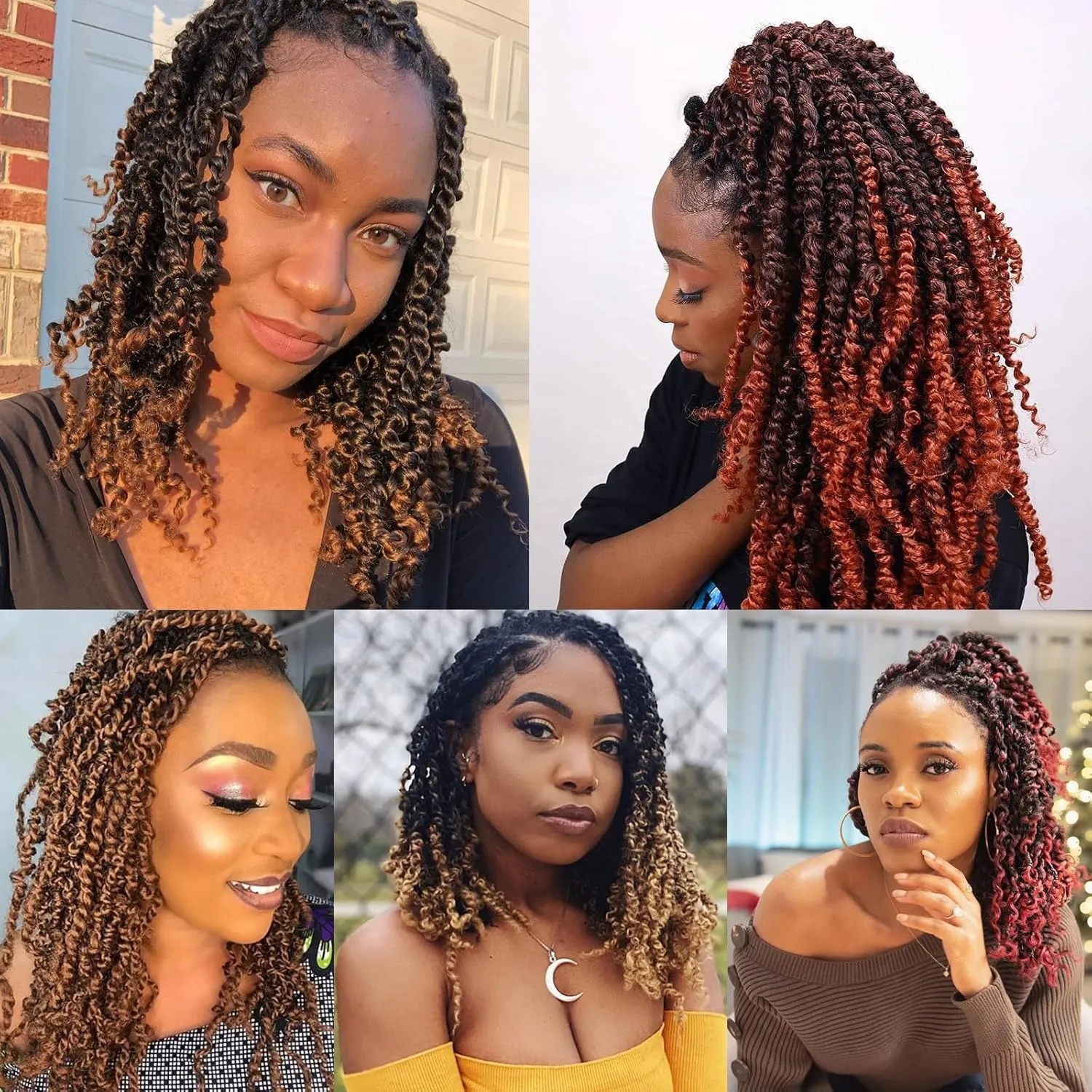 Leeven 8 Packs 12 Inch Pre Twisted Passion Twist Crochet Braids Hair Ombre Brown Pre Looped Water Wave Passion Twists With Curly Ends Synthetic Hair Extensions for Black Women (12Strands/Pack #T30)