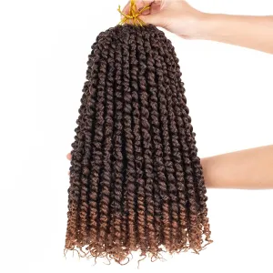 Leeven 8 Packs 12 Inch Pre Twisted Passion Twist Crochet Braids Hair Ombre Brown Pre Looped Water Wave Passion Twists With Curly Ends Synthetic Hair Extensions for Black Women (12Strands/Pack #T30)