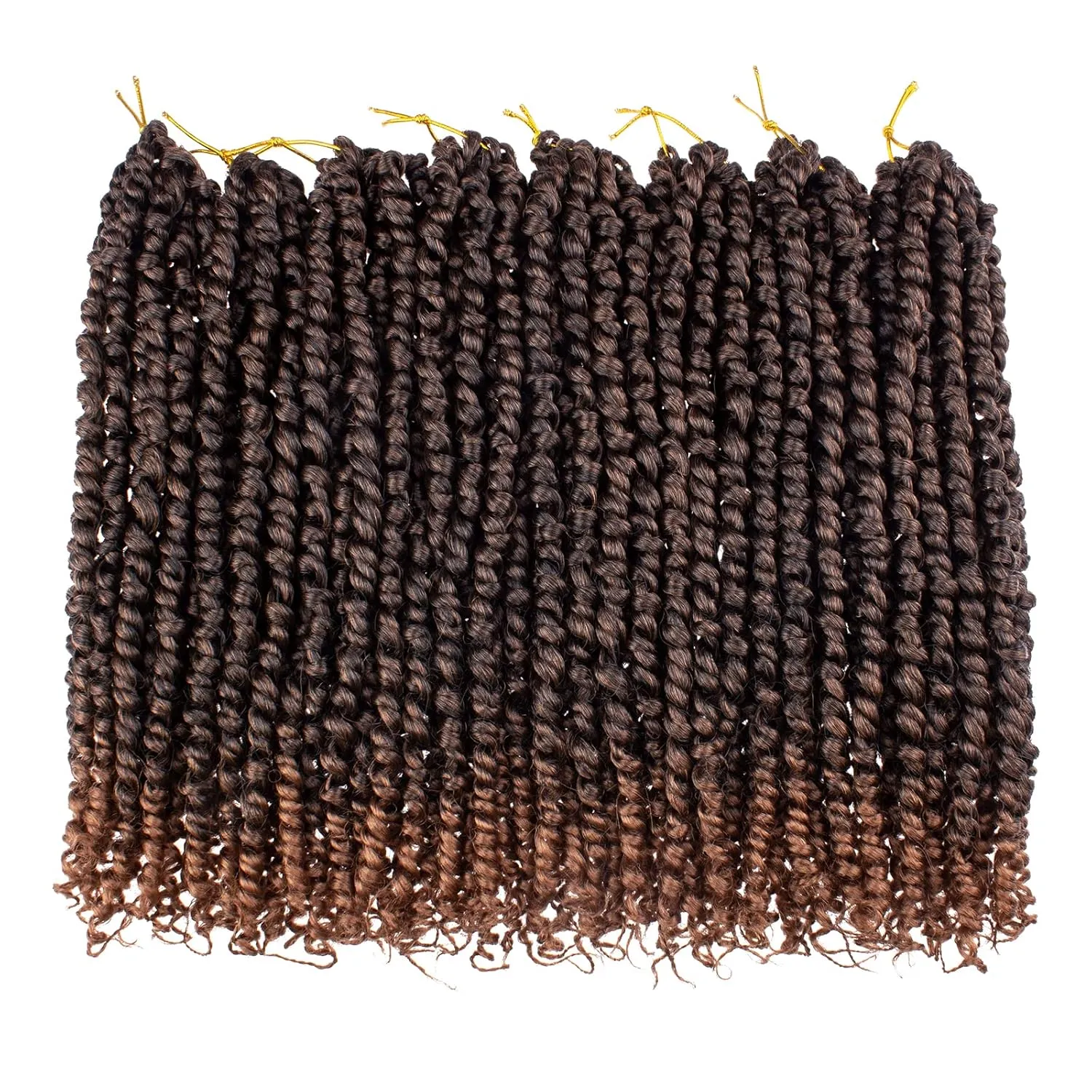 Leeven 8 Packs 12 Inch Pre Twisted Passion Twist Crochet Braids Hair Ombre Brown Pre Looped Water Wave Passion Twists With Curly Ends Synthetic Hair Extensions for Black Women (12Strands/Pack #T30)