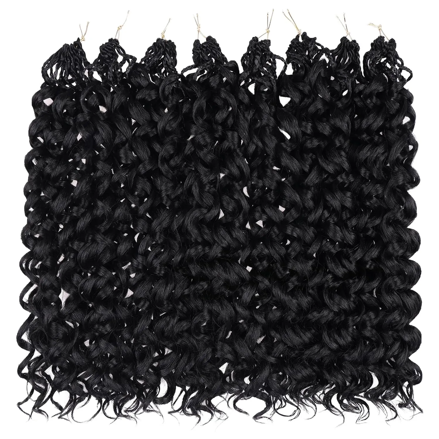 Leeven Gogo Curl Crochet Hair 14 Inch 8 Packs Black Ocean Wave Crochet Hair Pre Looped Deep Twist Goddess Box Braids Curly Water Wave Synthetic Braiding Hair for Women Girl Kids