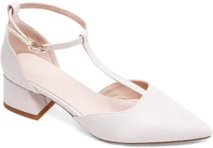 LEHOOR Women Chunky Heel Pointed Toe Ankle Strap Pumps T-Bar Evening Wedding Mid Heeled Dress Shoes 4-11 M US
