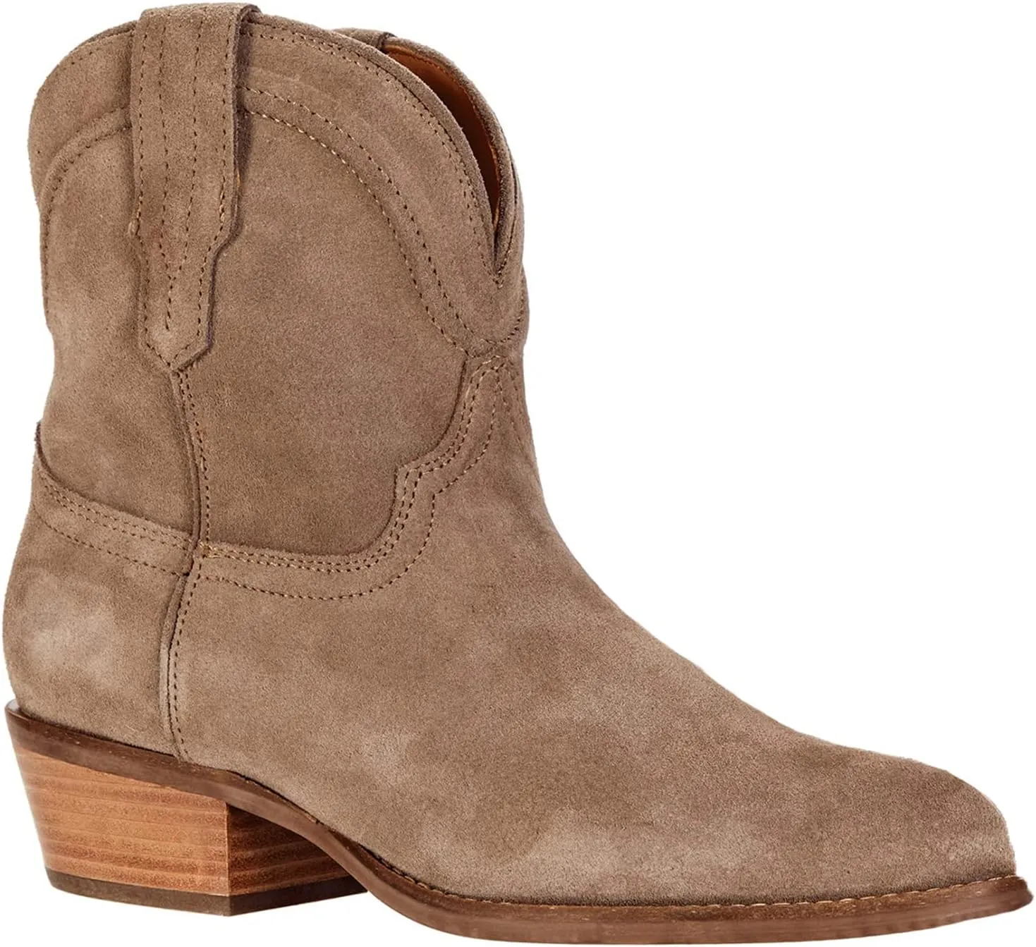 LEHOOR Women Cowboy Western Ankle Boots Pointed toe Low Stacked Heel Cowgirl Booties V Cut Retro Slouch 2 Inch Chunky Block Heel Slip On Short Dress Boots Wide Calf Casual Winter 4-11 M US