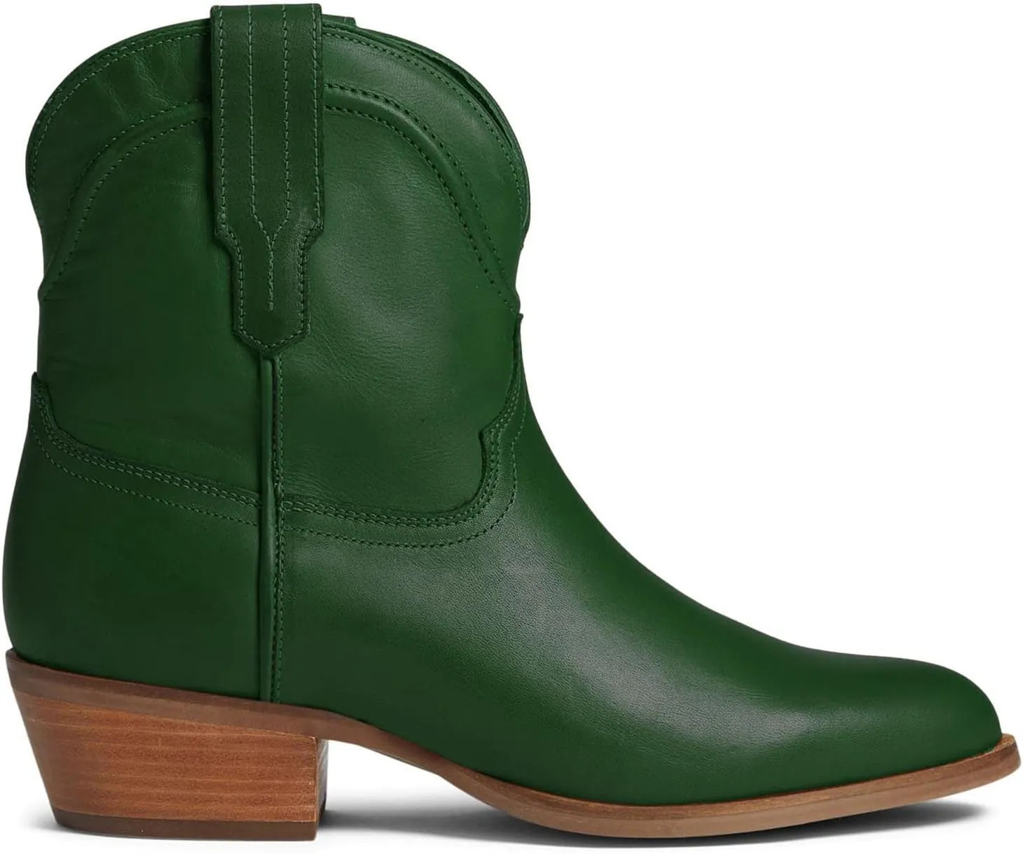 LEHOOR Women Cowboy Western Ankle Boots Pointed toe Low Stacked Heel Cowgirl Booties V Cut Retro Slouch 2 Inch Chunky Block Heel Slip On Short Dress Boots Wide Calf Casual Winter 4-11 M US