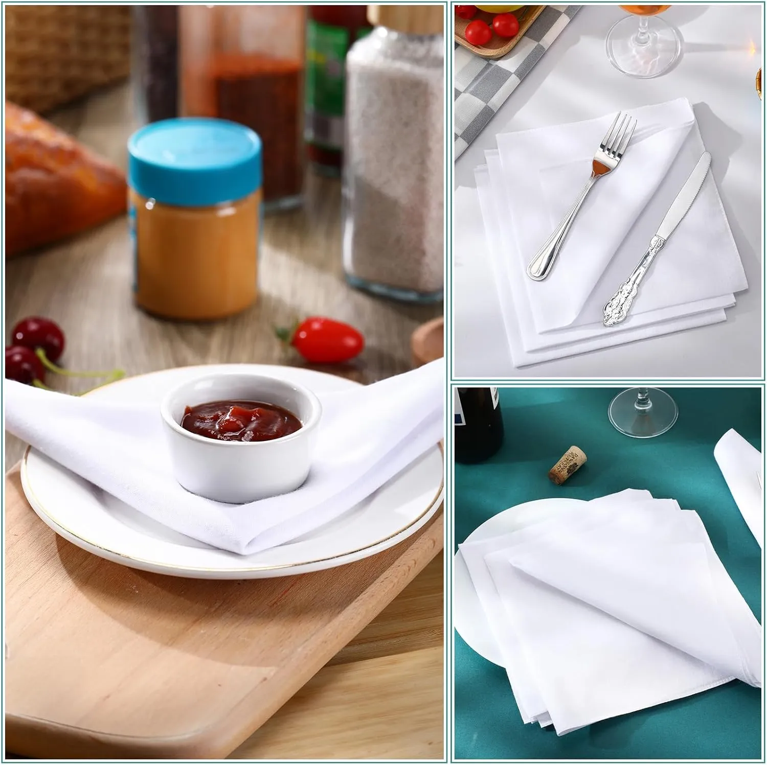Leinuosen White Handkerchiefs Bulk Men's Handkerchiefs Cotton Classic Hankies Pocket Square Towel White for Tea Party