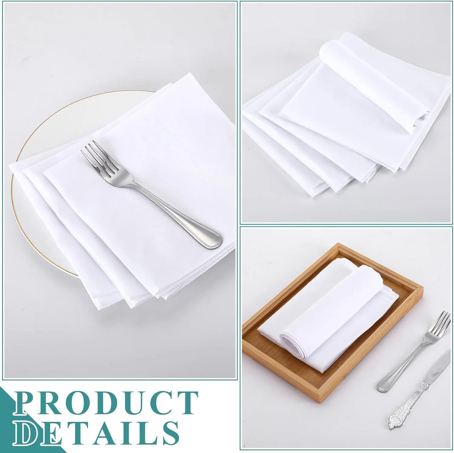 Leinuosen White Handkerchiefs Bulk Men's Handkerchiefs Cotton Classic Hankies Pocket Square Towel White for Tea Party