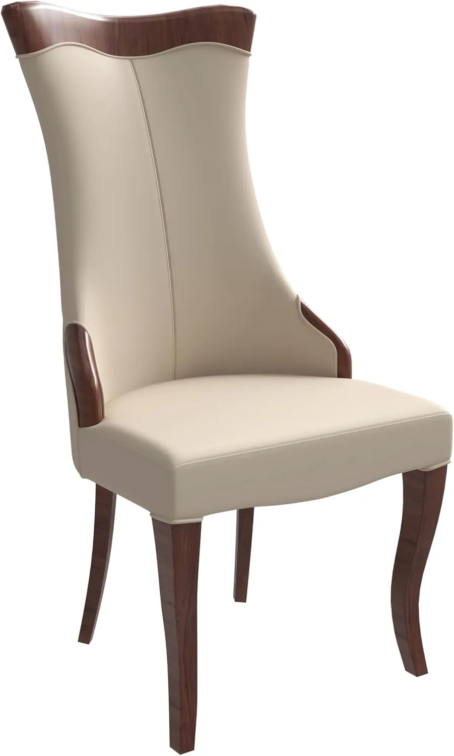 LeisureMod Modern Dining Chair Upholstered in Leather or Velvet Cozy Accent Kitchen with Rubberwood Legs Novara Series in Light Toupe
