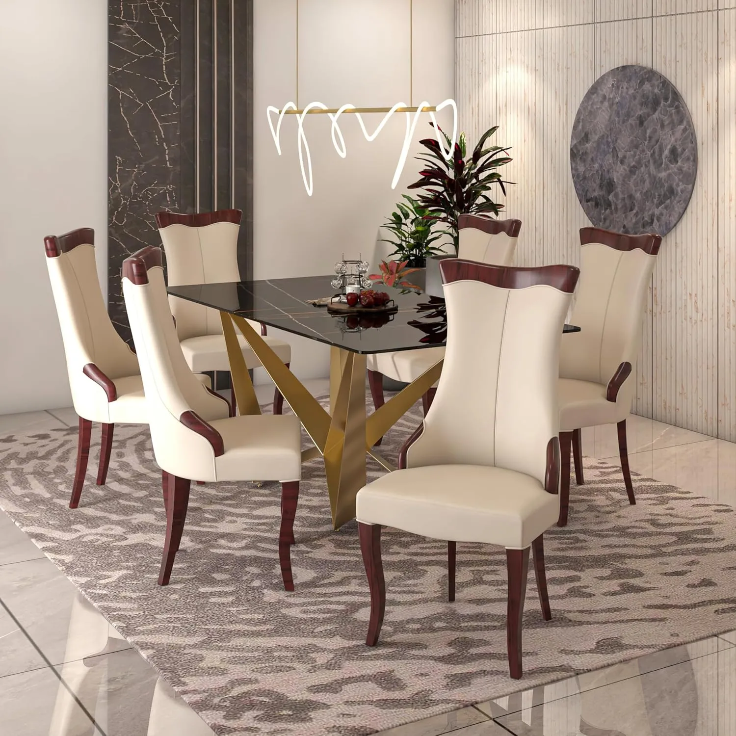 LeisureMod Modern Dining Chair Upholstered in Leather or Velvet Cozy Accent Kitchen with Rubberwood Legs Novara Series in Light Toupe