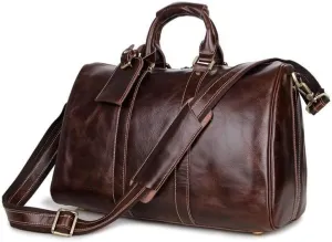 Lexther Cosmic Brown Genuine Leather Handmade Duffel Bag for the Weekend | Vintage Style | Organic Cotton Interior Lining