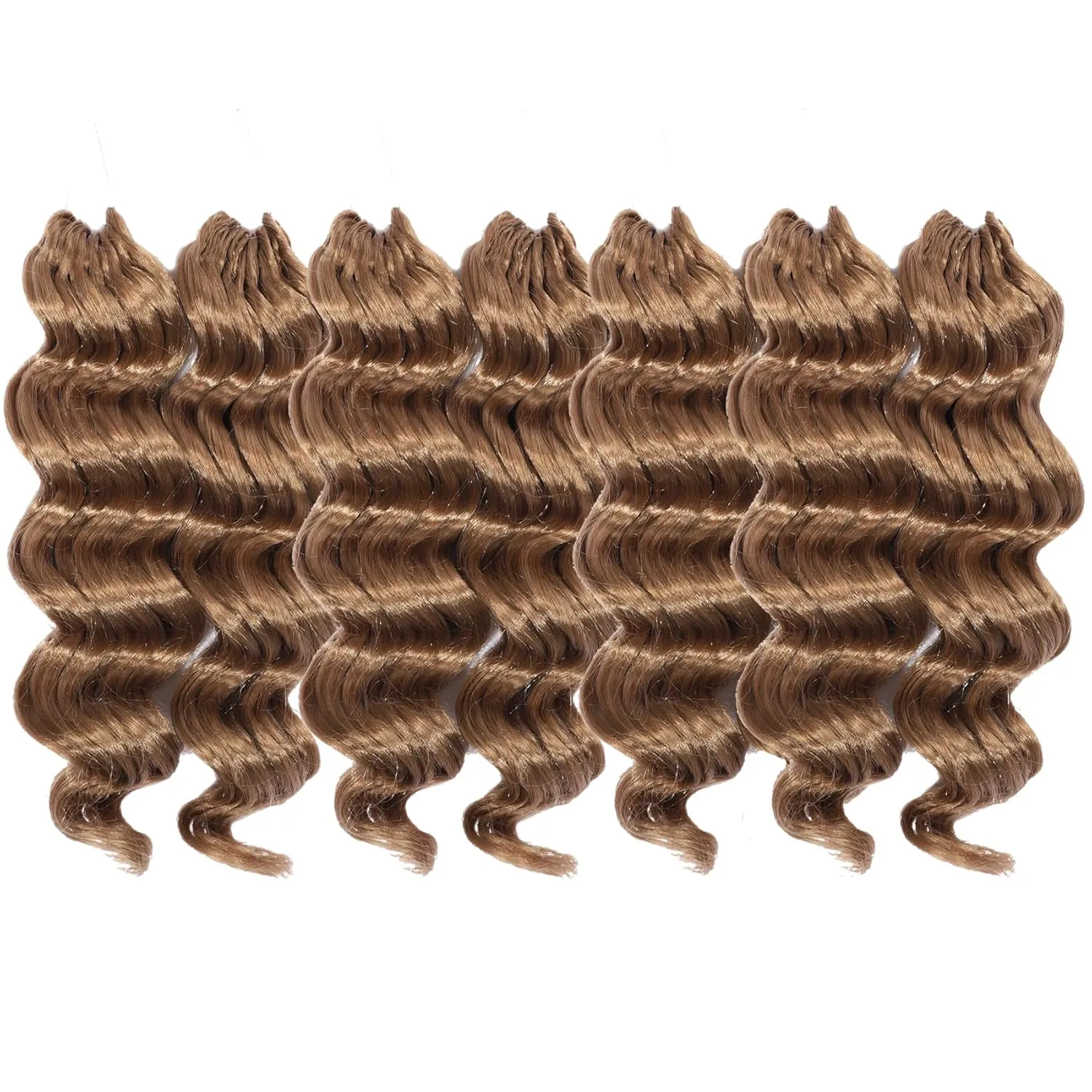 Light Brown Ocean Wave Crochet Hair 9 Inch Curly Crochet Hair Ocean Wave Medium Blonde 7 Packs Deep Wave Short Wavy Crochet Braids Hair Extensions for Women Water Wave