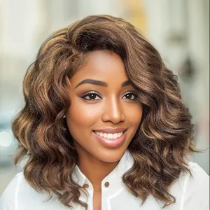 Light Brown Ocean Wave Crochet Hair 9 Inch Curly Crochet Hair Ocean Wave Medium Blonde 7 Packs Deep Wave Short Wavy Crochet Braids Hair Extensions for Women Water Wave