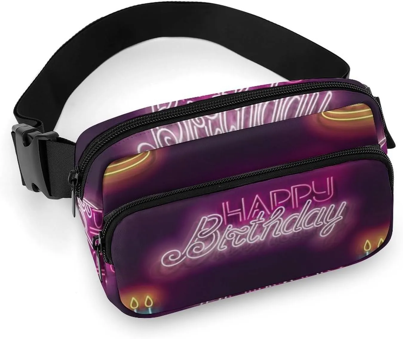 Light Bulb Happy Birthday Fanny Packs Crossbody Bags for Women Men, Belt Bag Waist Packs for Workout Running Travel with Adjustable Strap