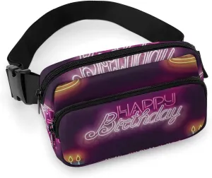 Light Bulb Happy Birthday Fanny Packs Crossbody Bags for Women Men, Belt Bag Waist Packs for Workout Running Travel with Adjustable Strap